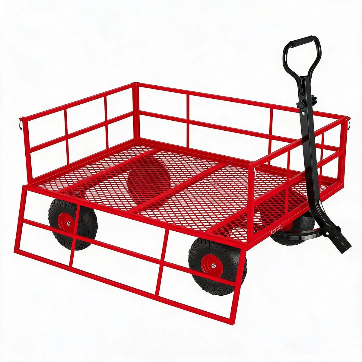 Tacleekii Heavy Duty Steel Garden Wagon With Removable Mesh Sides