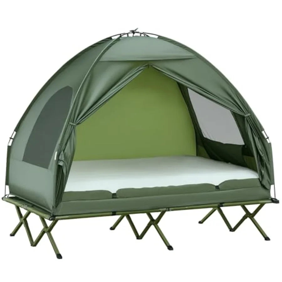 Premium Two Person Foldable Camping Cot Tent With Air Mattress