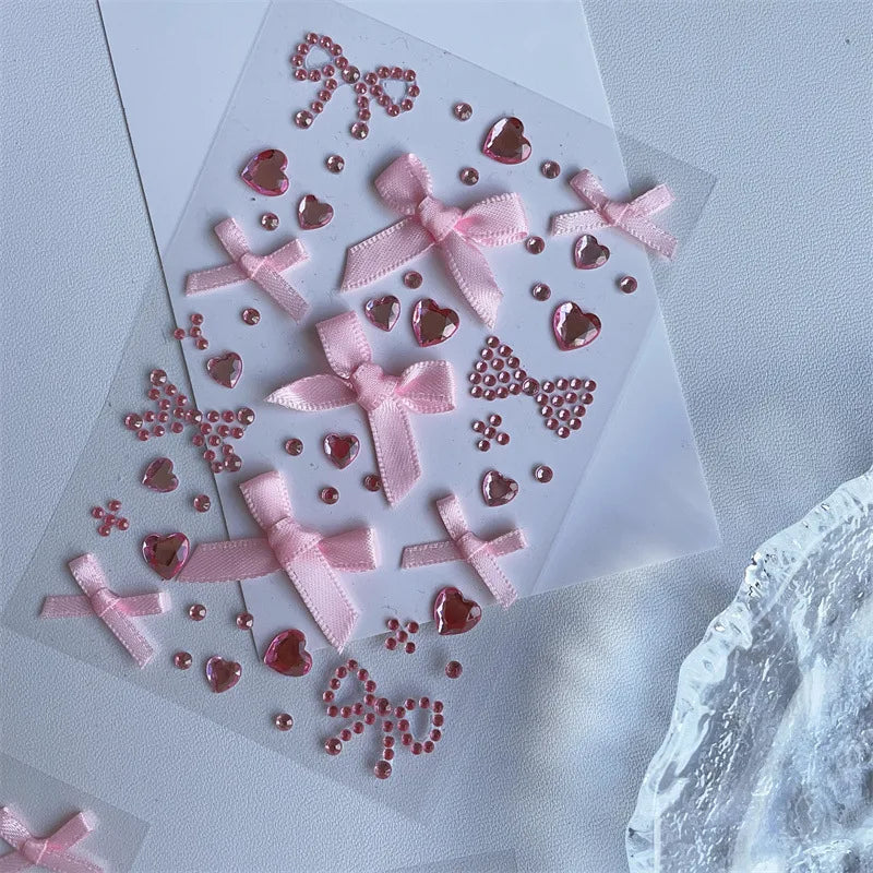 3D Bow Heart Kpop Photocard Stickers For Scrapbook Journals
