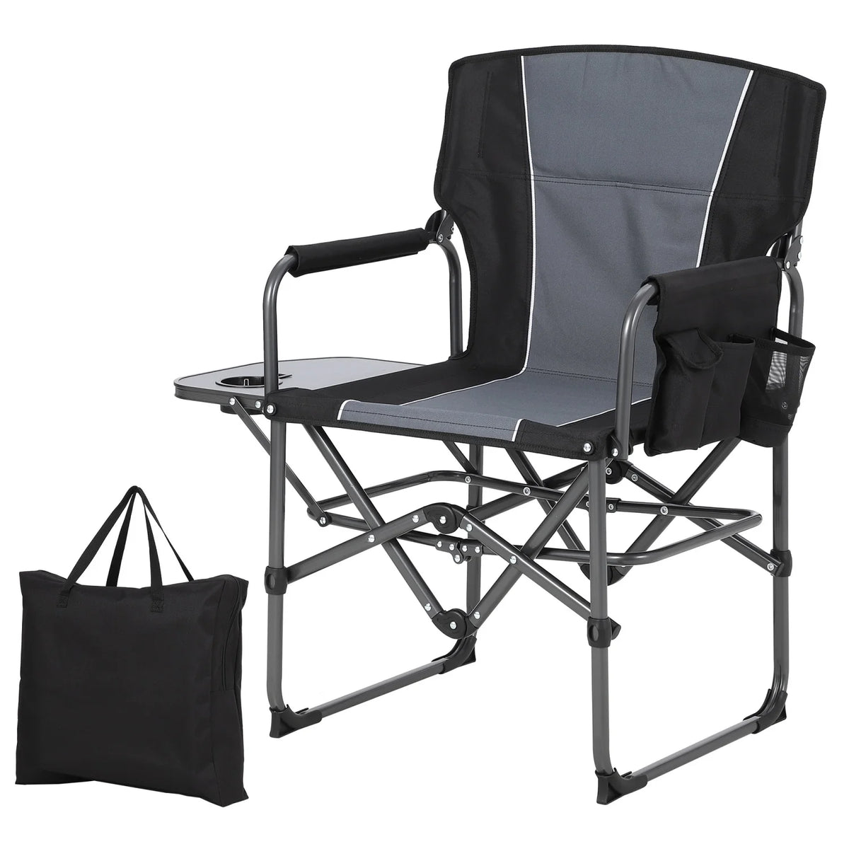 HiMiss Heavy Duty Folding Directors Chair Side Table Cup Holder