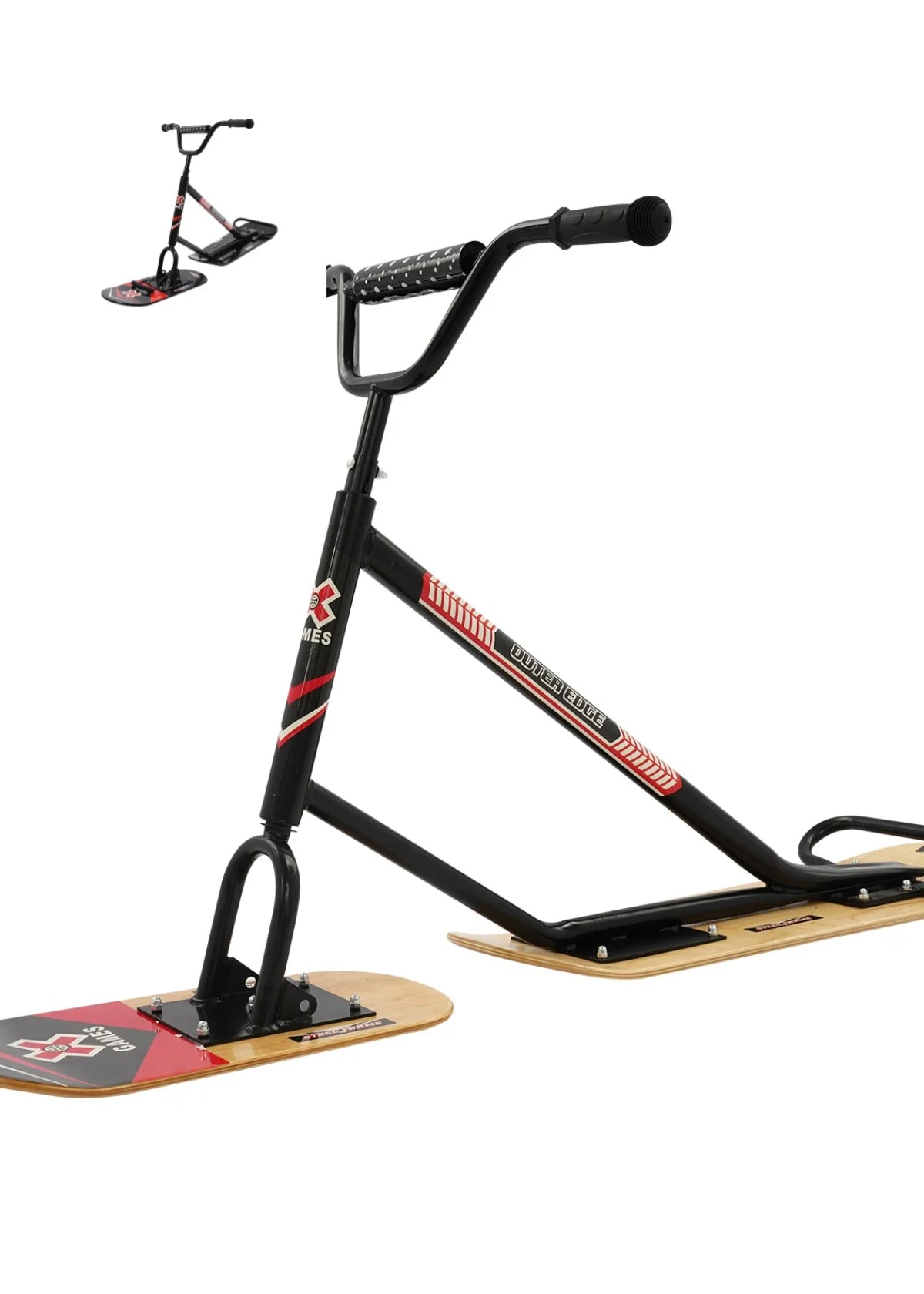 Snow Scooter With Dual Skis And 360 Degree Steering