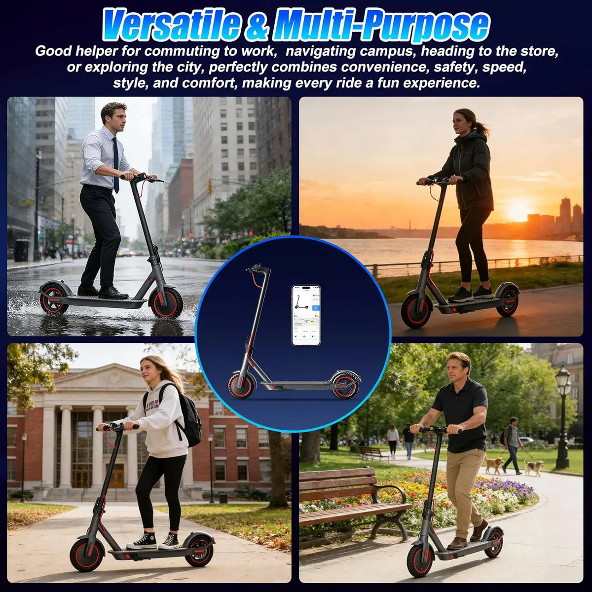 OBX Foldable Electric Scooter With App And Powerful 350W Motor