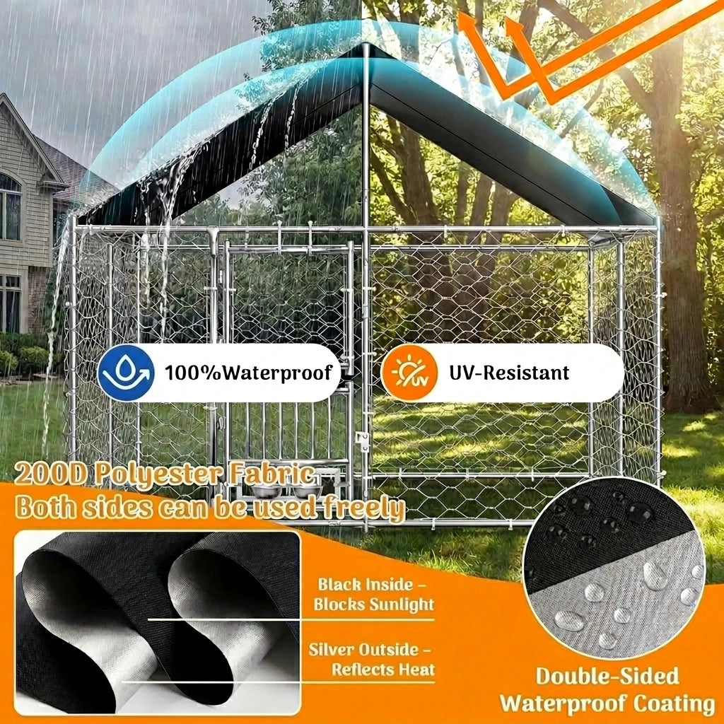 Heavy Duty Outdoor Dog Kennel Featuring Dual Entry Doors