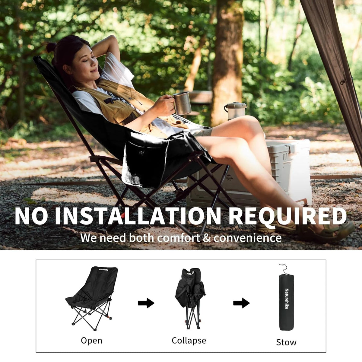 Naturehike Outdoor Folding High Back Camping Chair