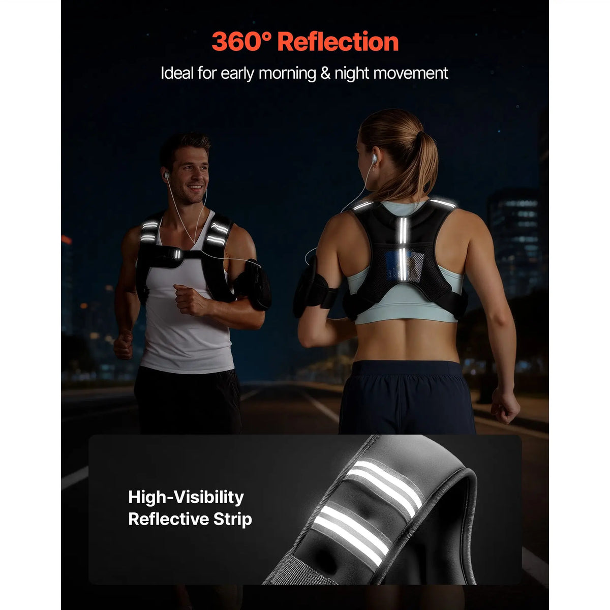 Adjustable Weighted Vest With Reflective Stripes For Strength Training