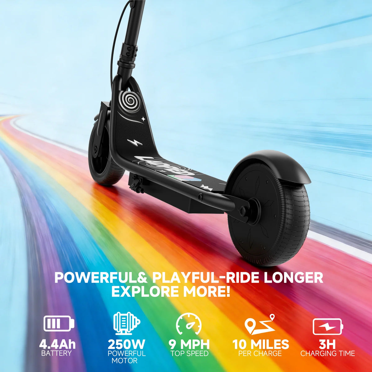 Ladped Kids Electric Scooter With Three Speed Modes Extended Range