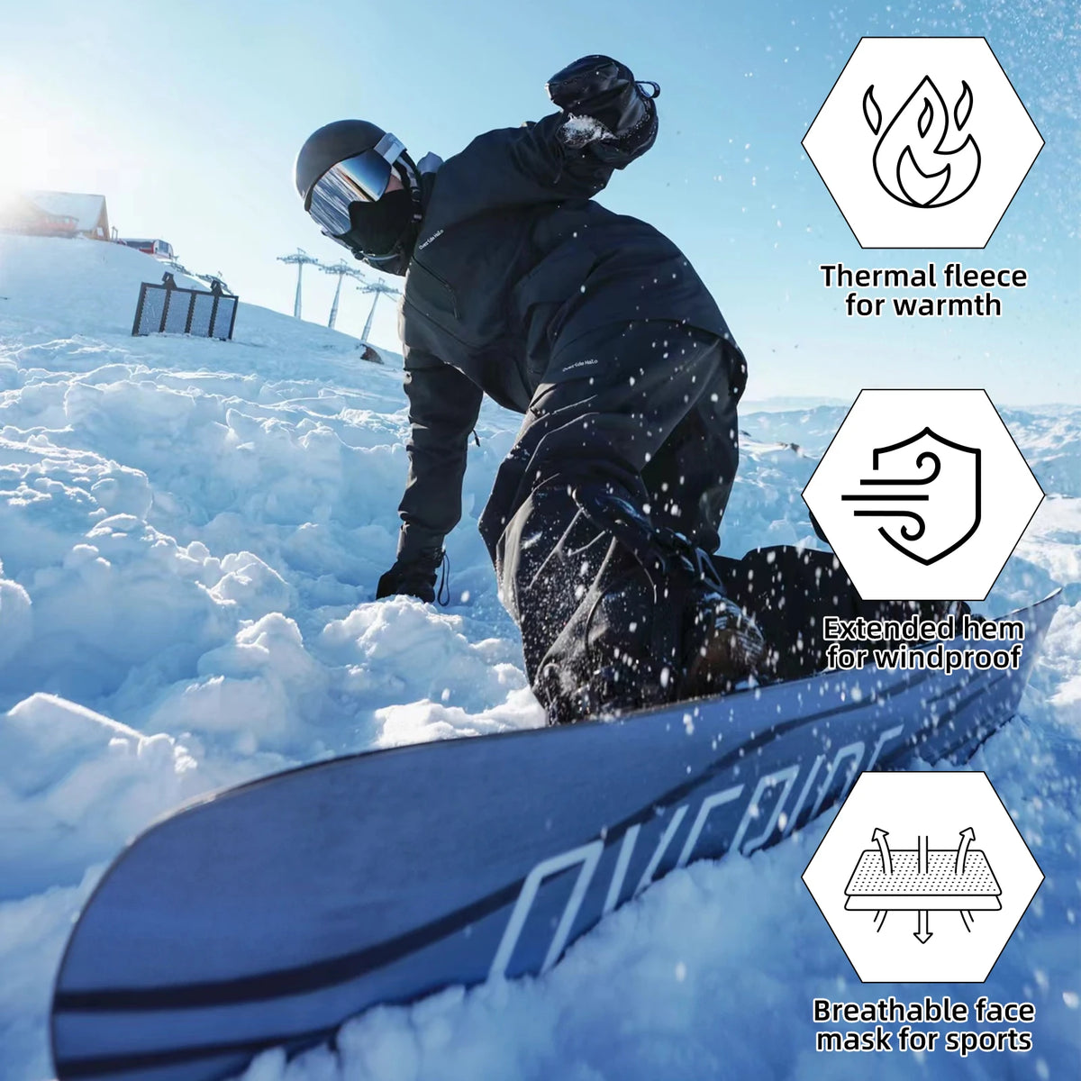 ROCKBROS Motorcycle Scooter Mask Winter Cycling Face Mask Women Men Hood Balaclava Warm Windproof Ski Mask Fleece Double Layer