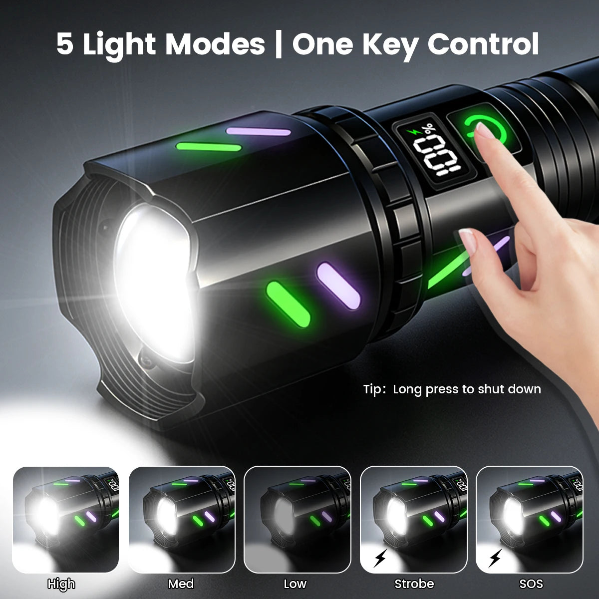 Vastfire Rechargeable IPX6 Waterproof Zoom LED Flashlight Power Bank