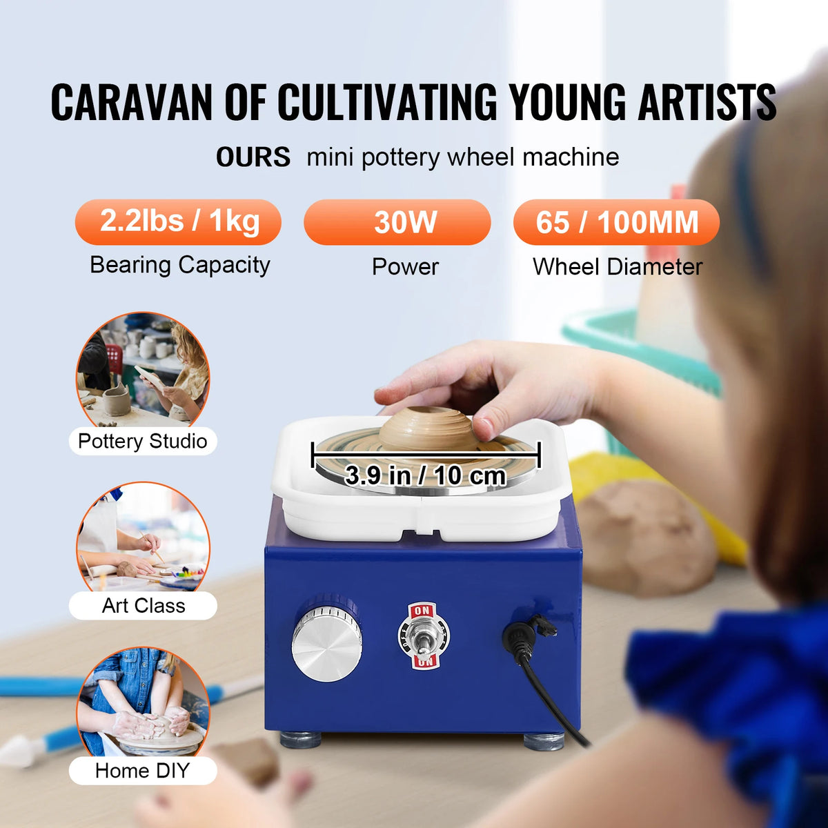 SucceBuy Mini Pottery Wheel Machine With Adjustable Speed And Basin