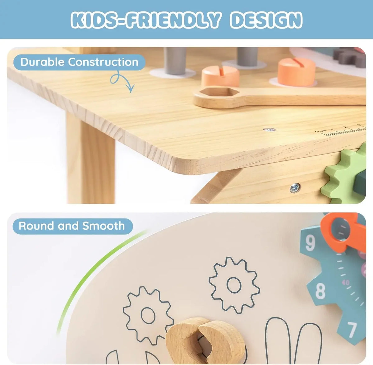 Robotime Kids Wooden Tool Bench Pretend Play Workshop Set