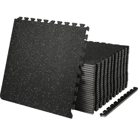 SucceBuy Interlocking Gym Floor Mats Eva Foam Rubber Top Workout
