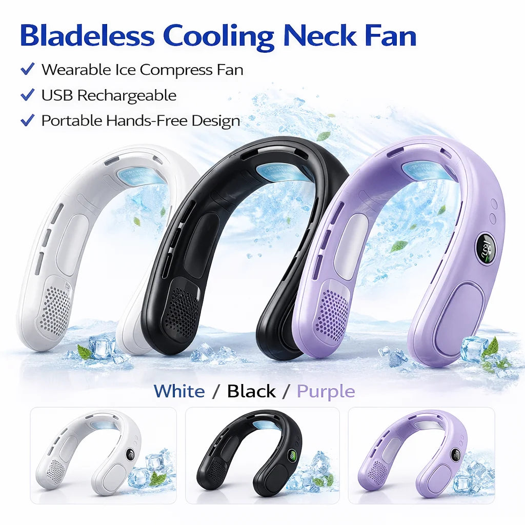 Bladeless Rechargeable Neck Fan With Semiconductor Cooling Technology