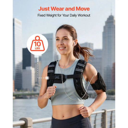 Adjustable Weighted Vest With Reflective Stripes For Strength Training