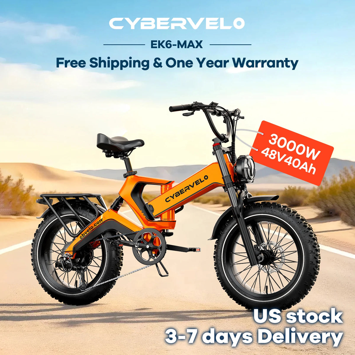 CBVELO EK6 Max 3000W Peak Folding Fat Tire Electric Bike
