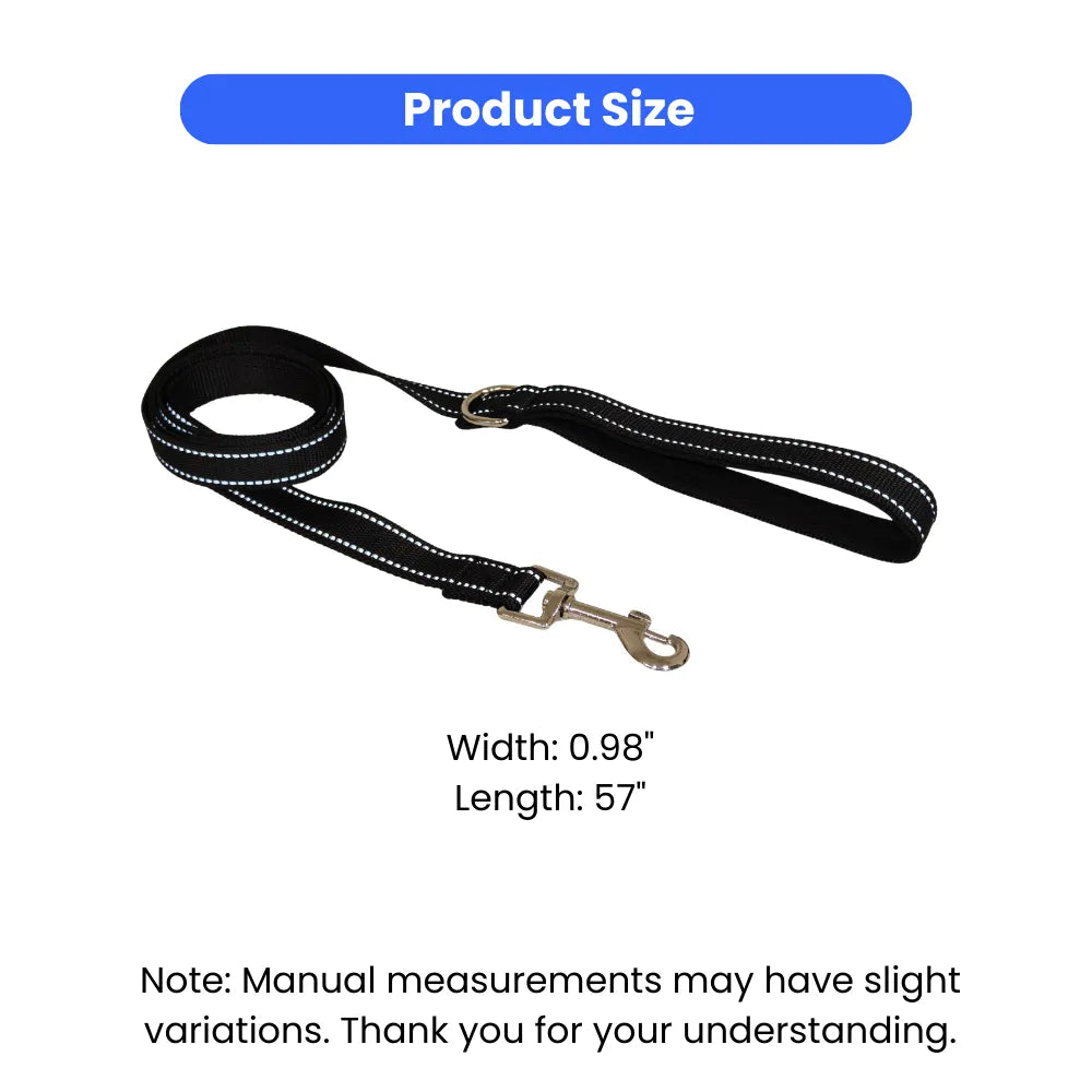Reflective Double Sided Nylon Dog Leash With Padded Handle