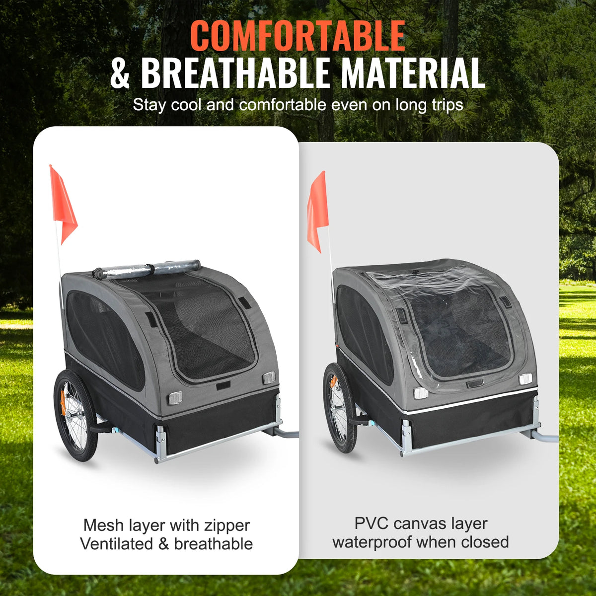 SucceBuy Folding Dog Bike Trailer Pet Carrier With Safety Reflectors