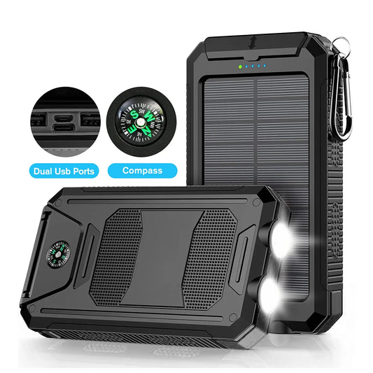 30000mAh Solar Power Bank with Flashlight Digital Display Fast Charger