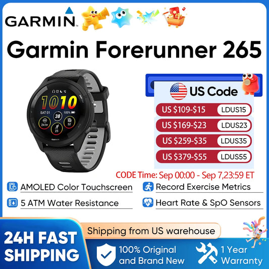 Garmin Forerunner 265 GPS Fitness Smartwatch AMOLED Display