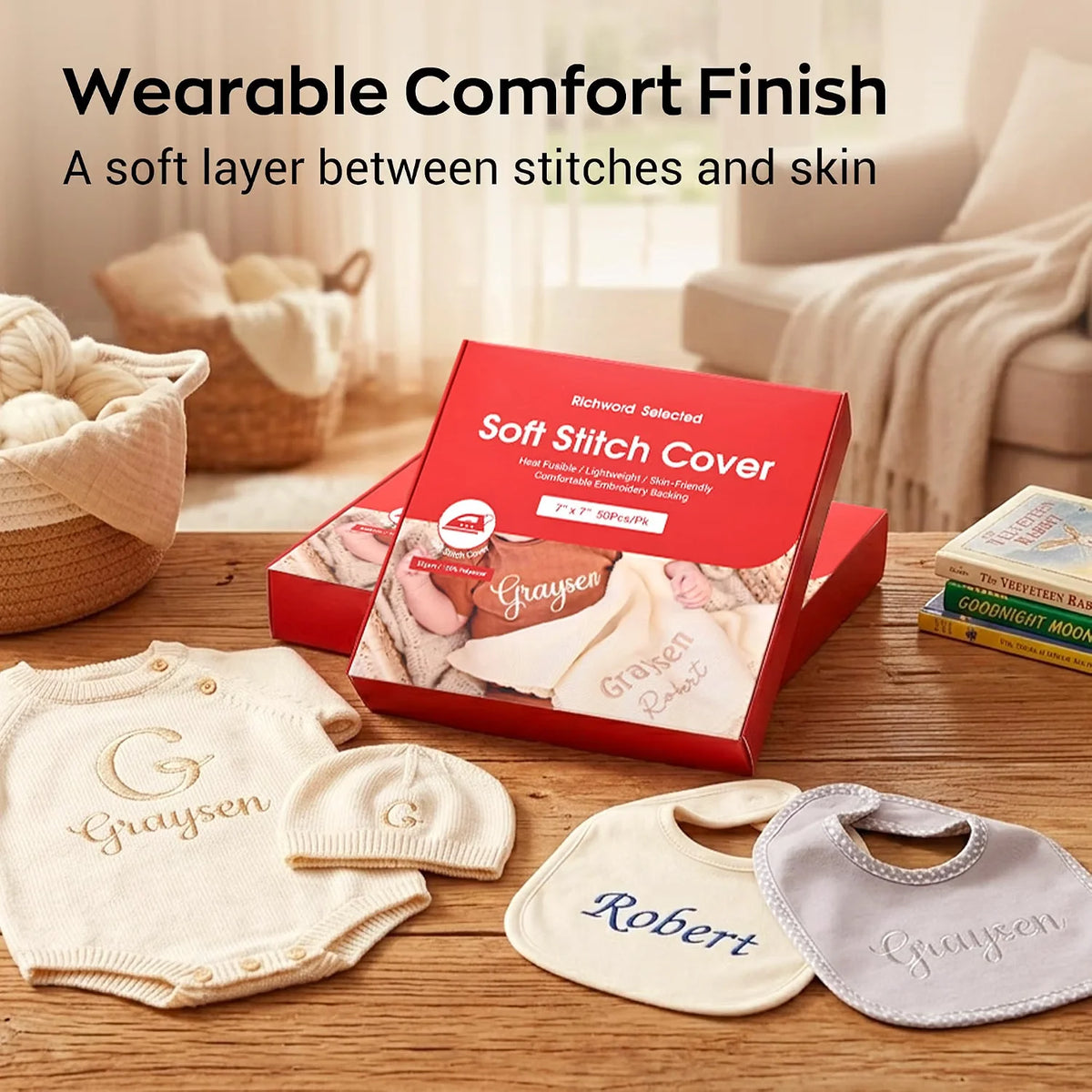 POOLIN Embroidery Supplies Bundle With Thread Stabilizer And Stitch Cover