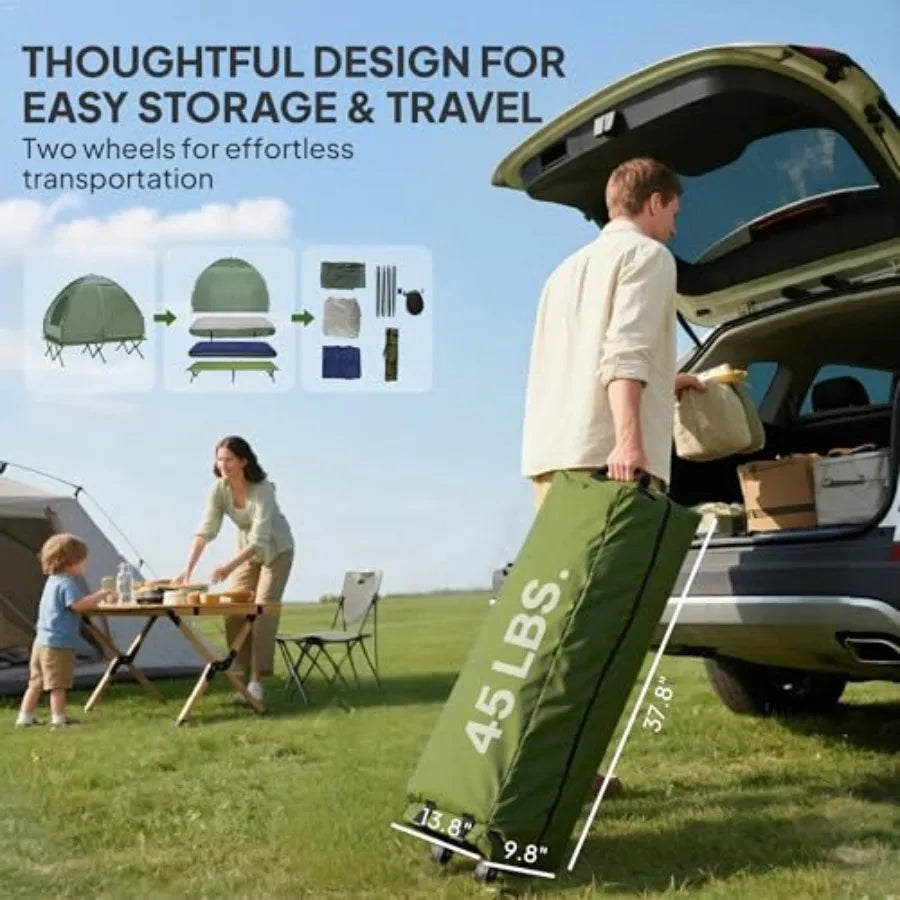 Premium Two Person Foldable Camping Cot Tent With Air Mattress