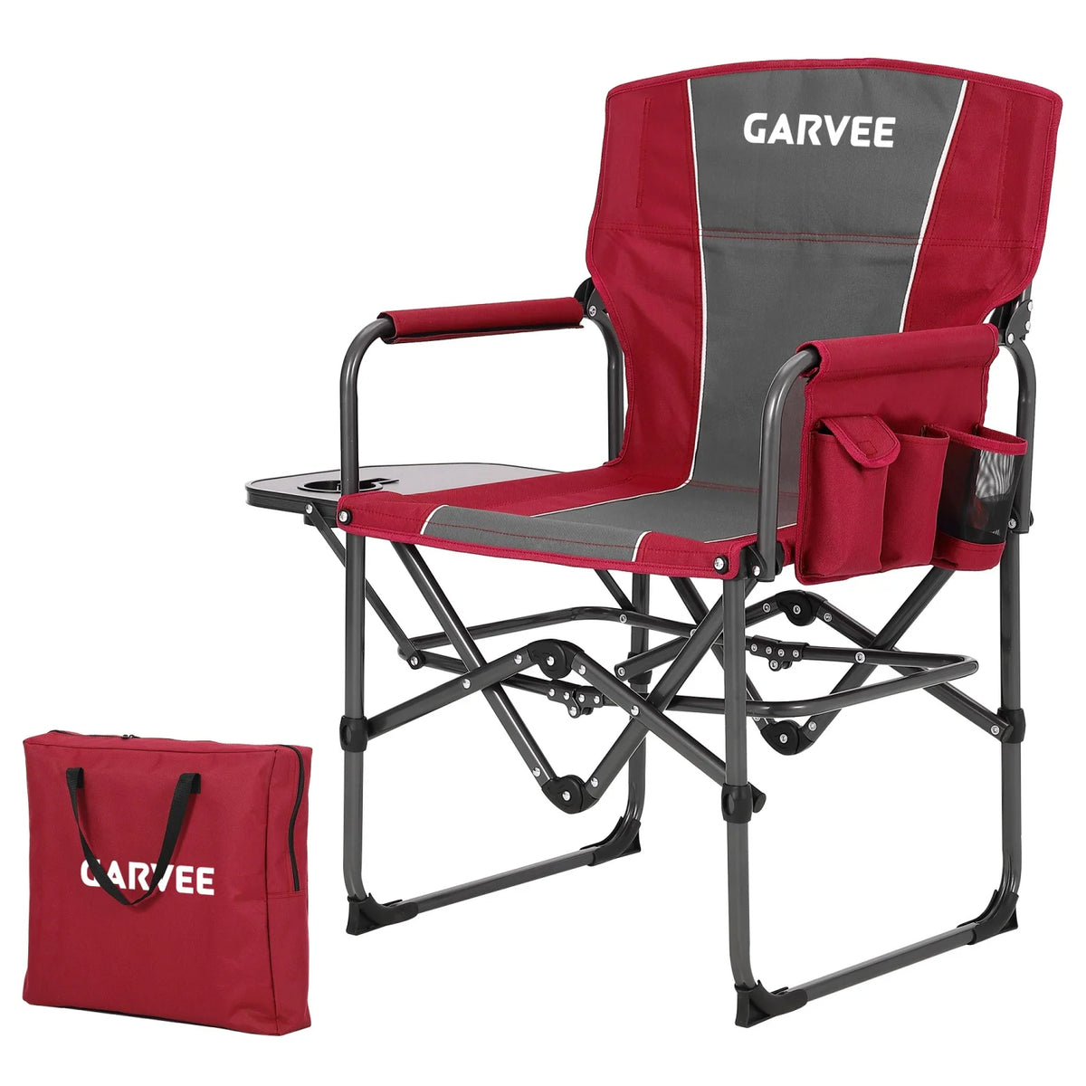 HiMiss Heavy Duty Folding Directors Chair Side Table Cup Holder