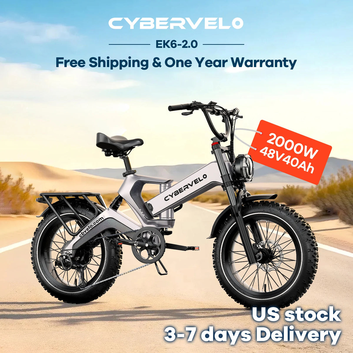 CBVELO EK6 Max 3000W Peak Folding Fat Tire Electric Bike