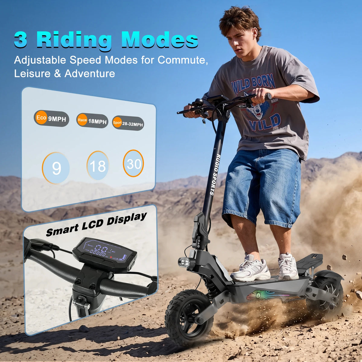 BIkydom Foldable Electric Scooter For Adults With Long Range Battery
