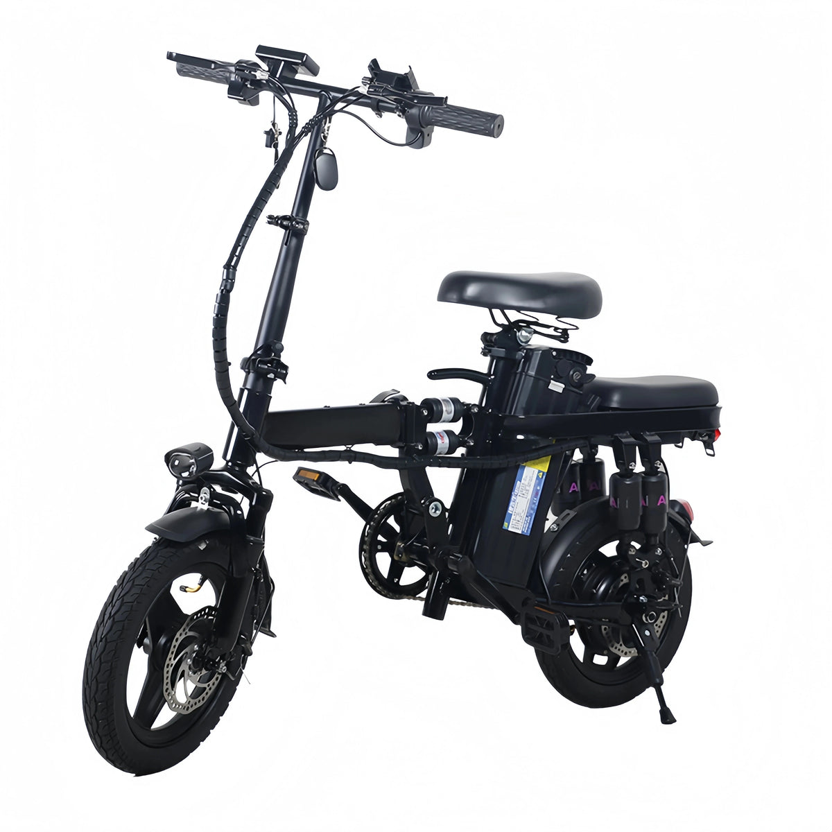 Folding Electric Bike With Rear Seat And Removable Battery