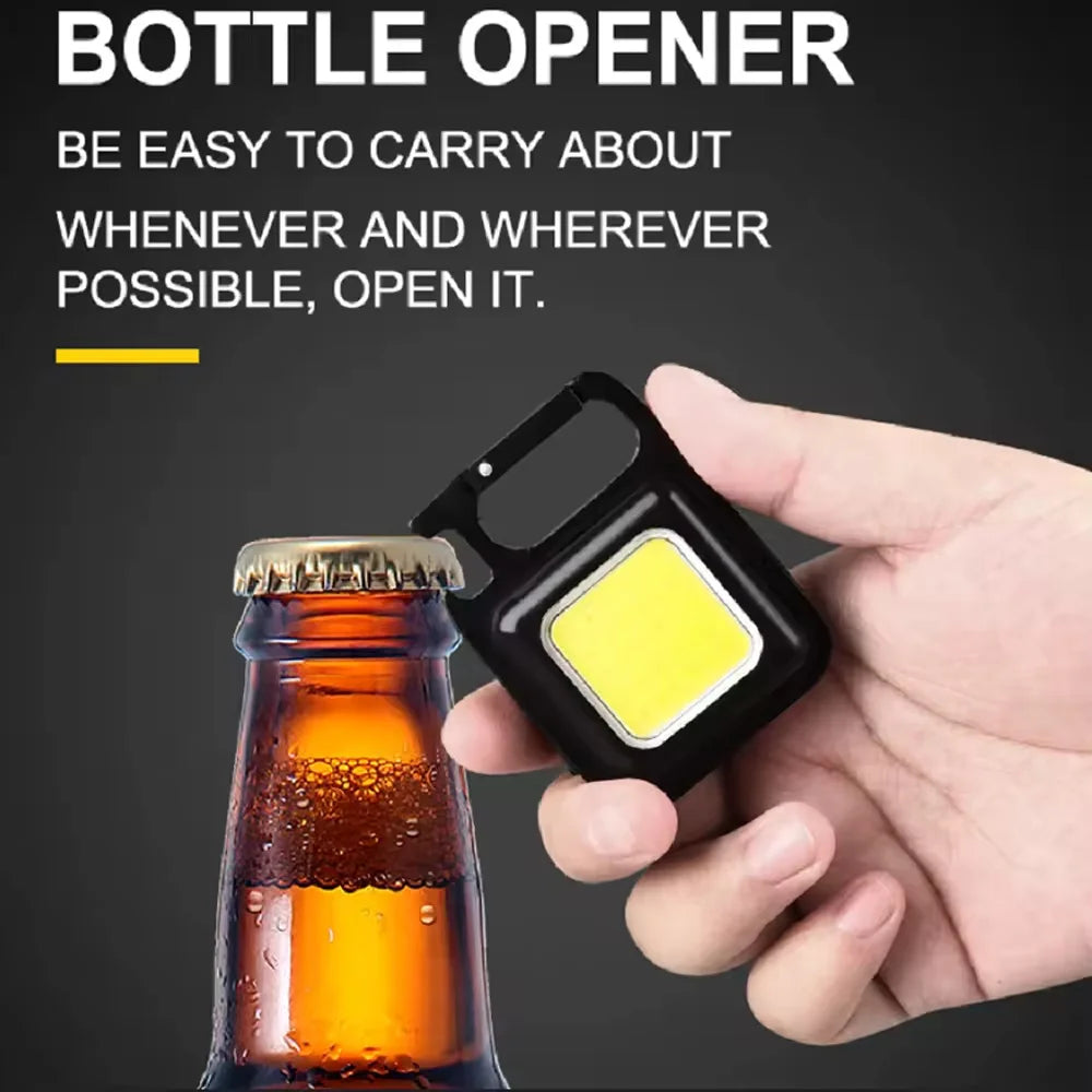 Rechargeable Mini Cob Keychain Flashlight With Magnet And Four Modes