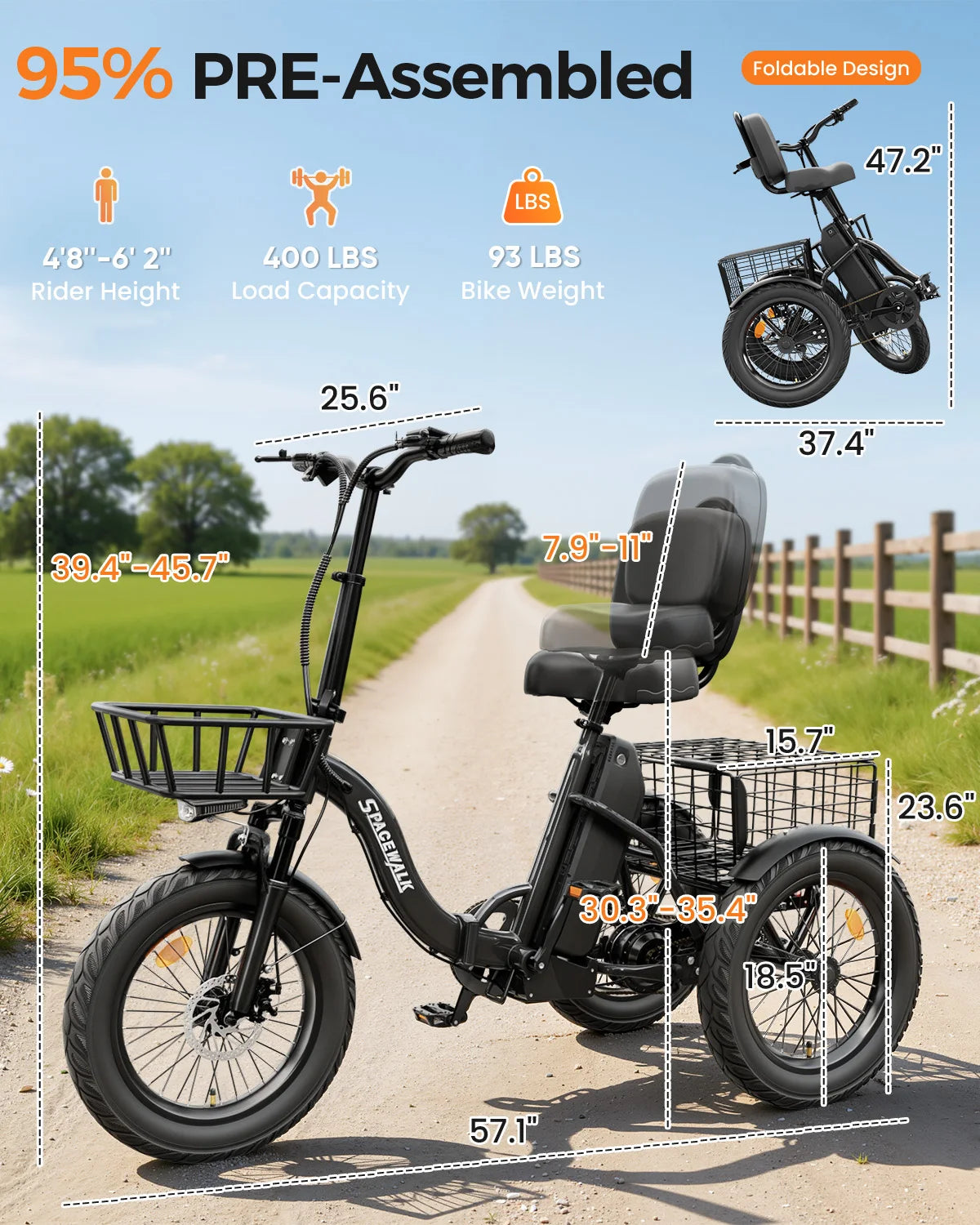 Spacewalk 1200W Electric Trike With 60 Mile Range