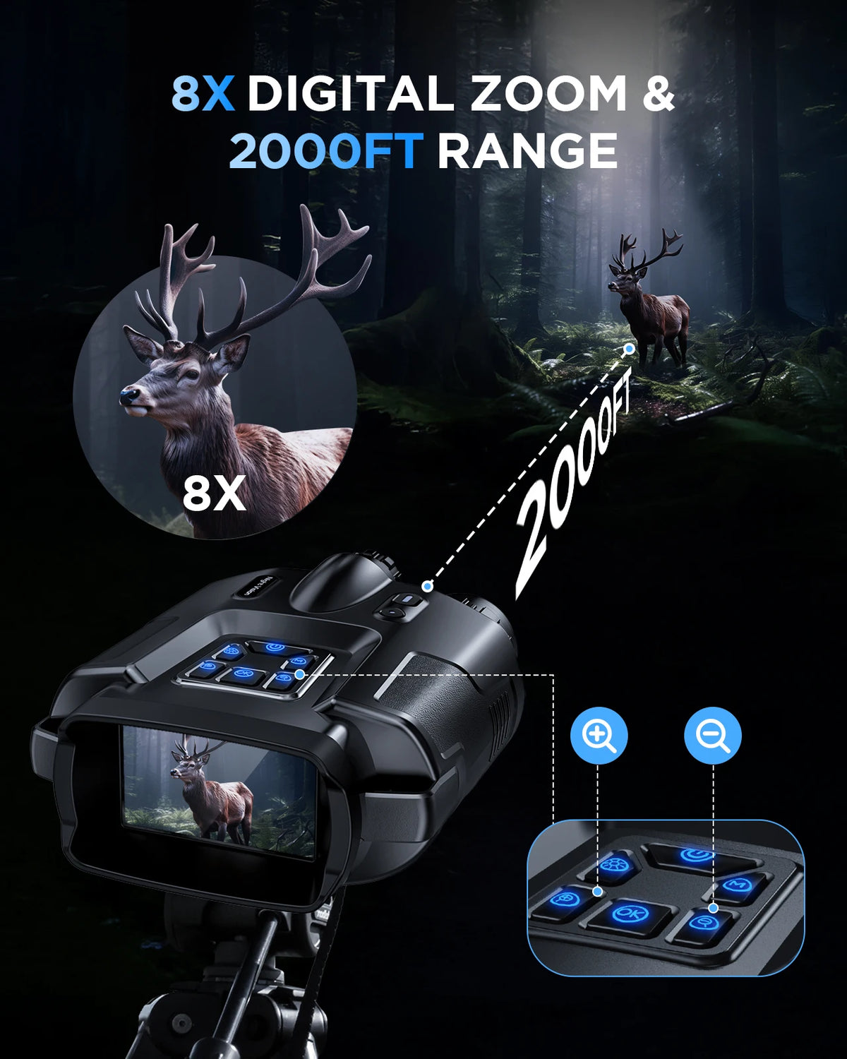 Letcmoi 4K Night Vision Binoculars With Rechargeable Battery And Screen