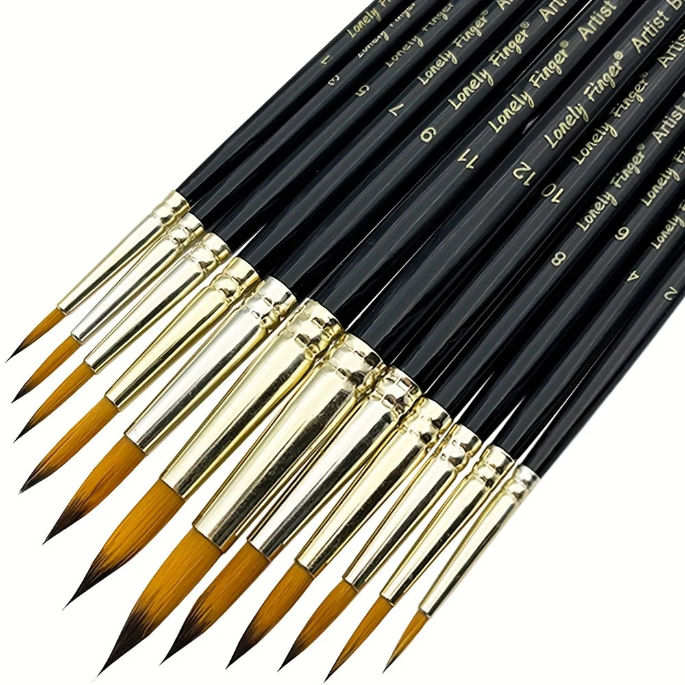 Lonely Finger 12 Piece Synthetic Nylon Artist Paint Brush Set