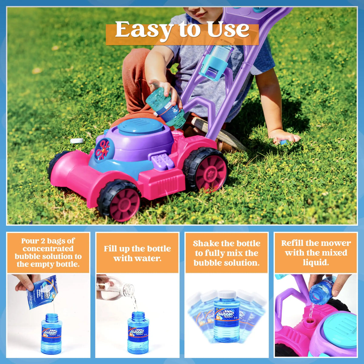 Joyfy Bubble Lawn Mower Outdoor Bubble Machine For Kids