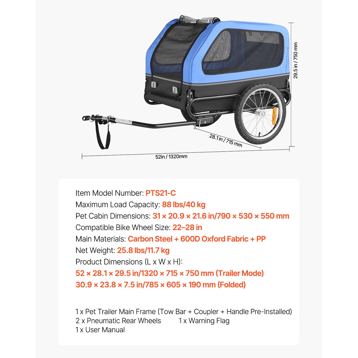 Durable Dog Bike Trailer Quick Release Coupler Secure Pet Cart