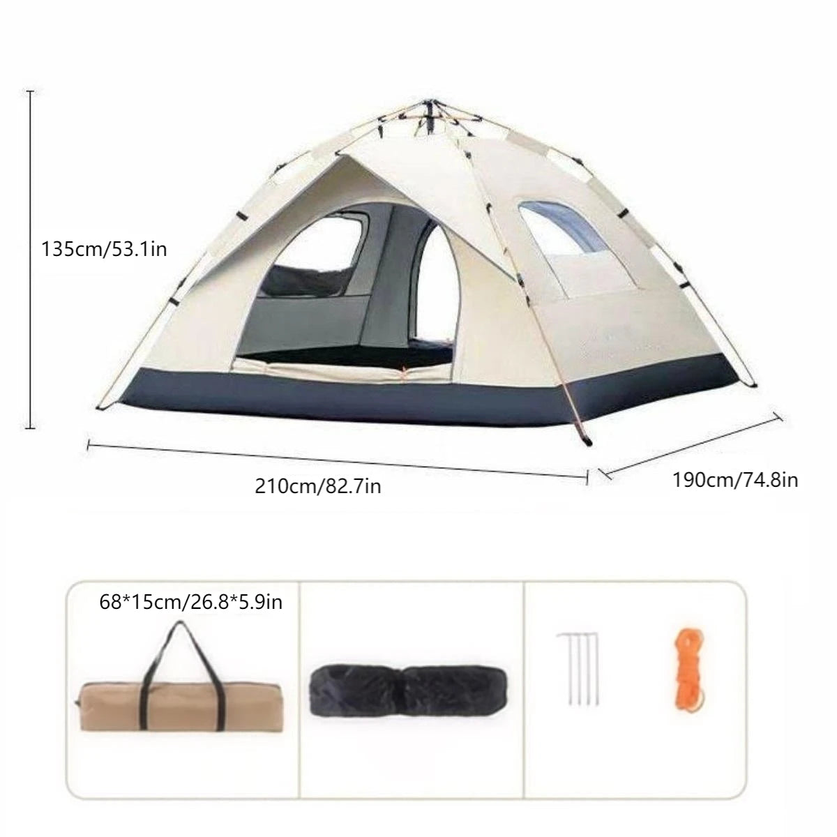 Pakicetus Automatic Camping Tent With Waterproof Outdoor Shelter