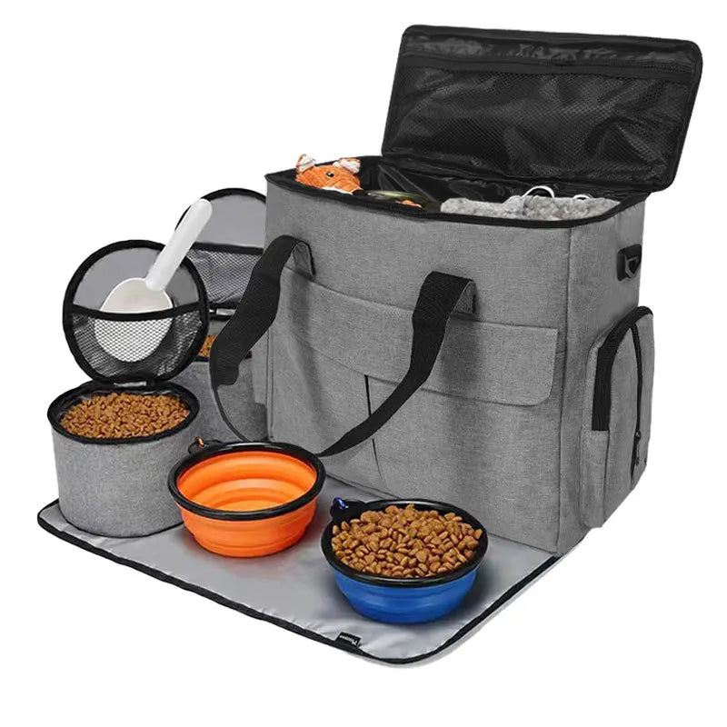 Pet Travel Backpack With Foldable Food And Snack Pouch