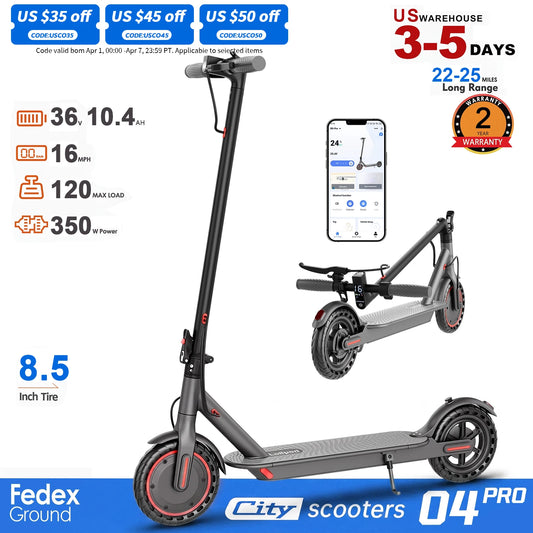 HEZZO Adult Folding Electric Scooter With 350W Motor