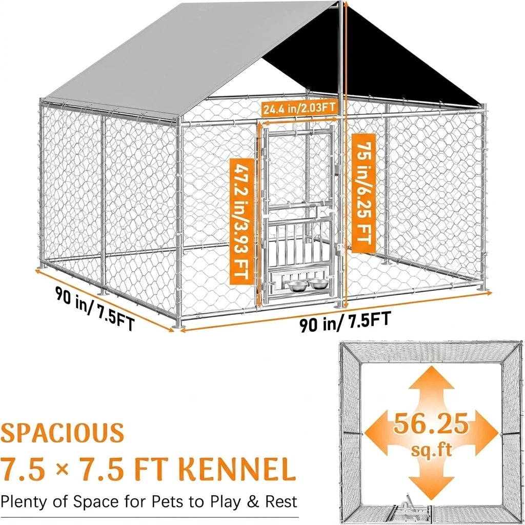 Heavy Duty Outdoor Dog Kennel Featuring Dual Entry Doors