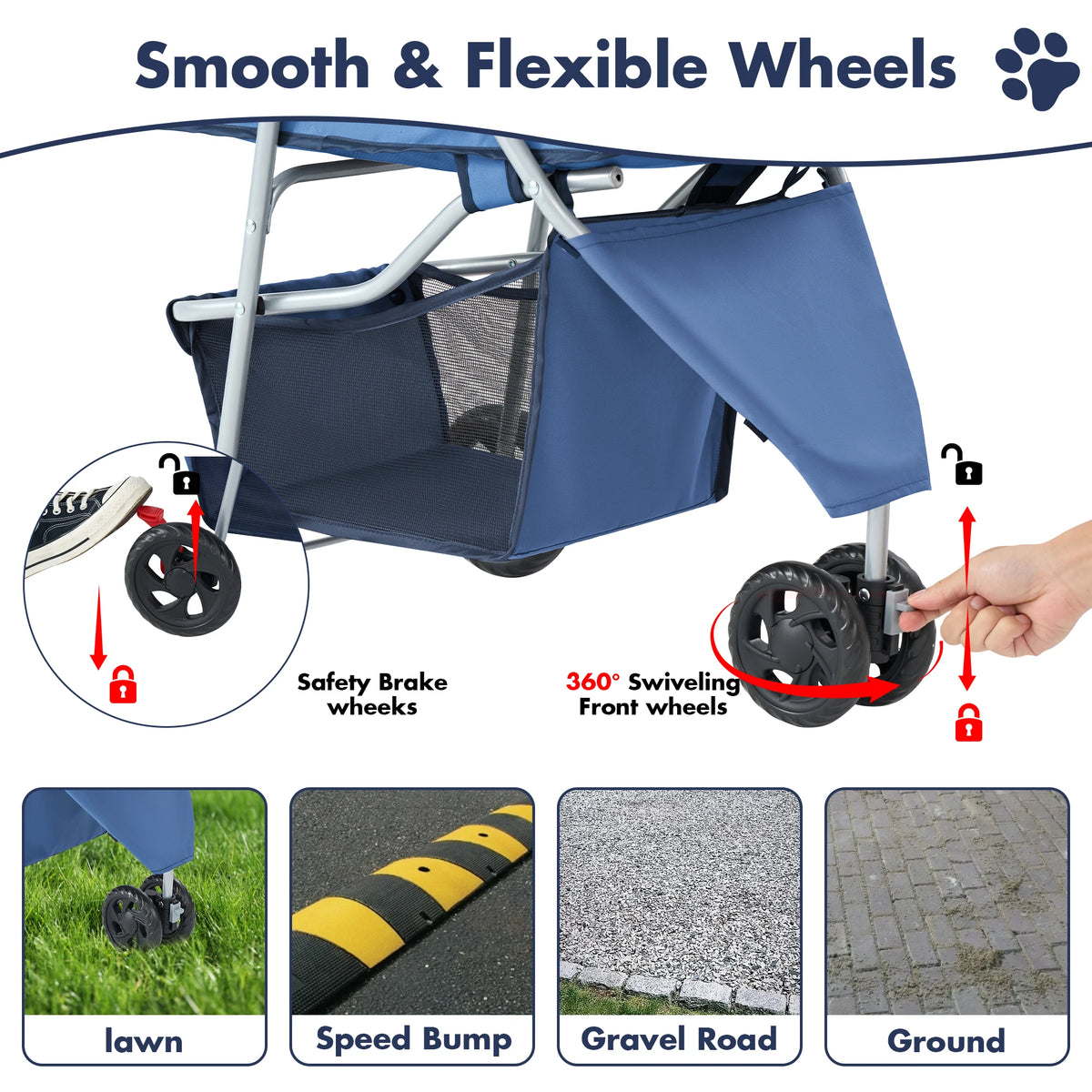 Dumos Foldable Pet Stroller For Small Dogs And Cats