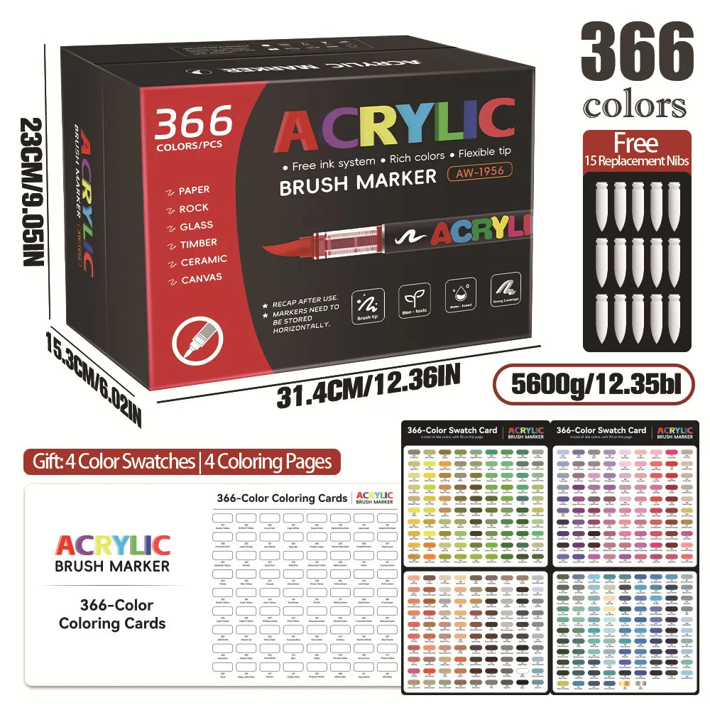 Acrylic Brush Markers for Fabric Rock Ceramic and DIY Crafts