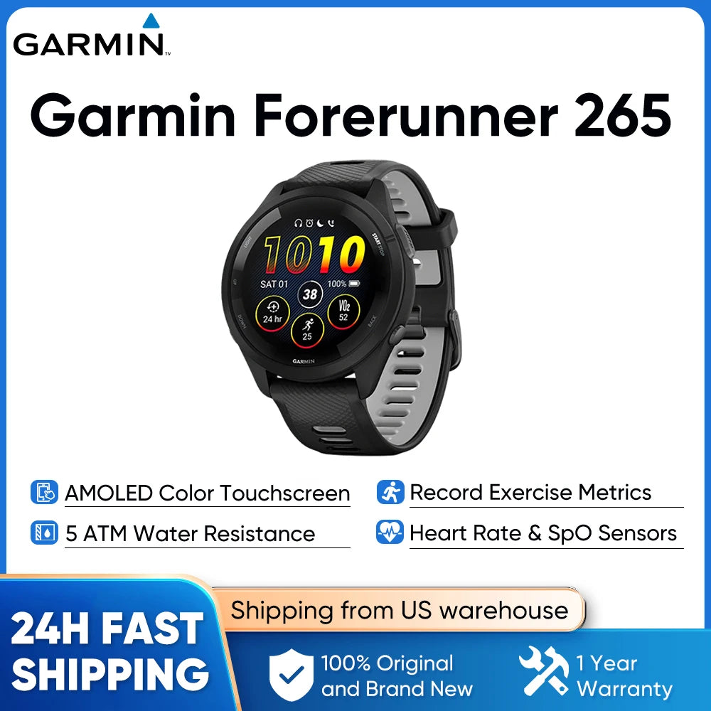 Garmin Forerunner 265 GPS Fitness Smartwatch AMOLED Display