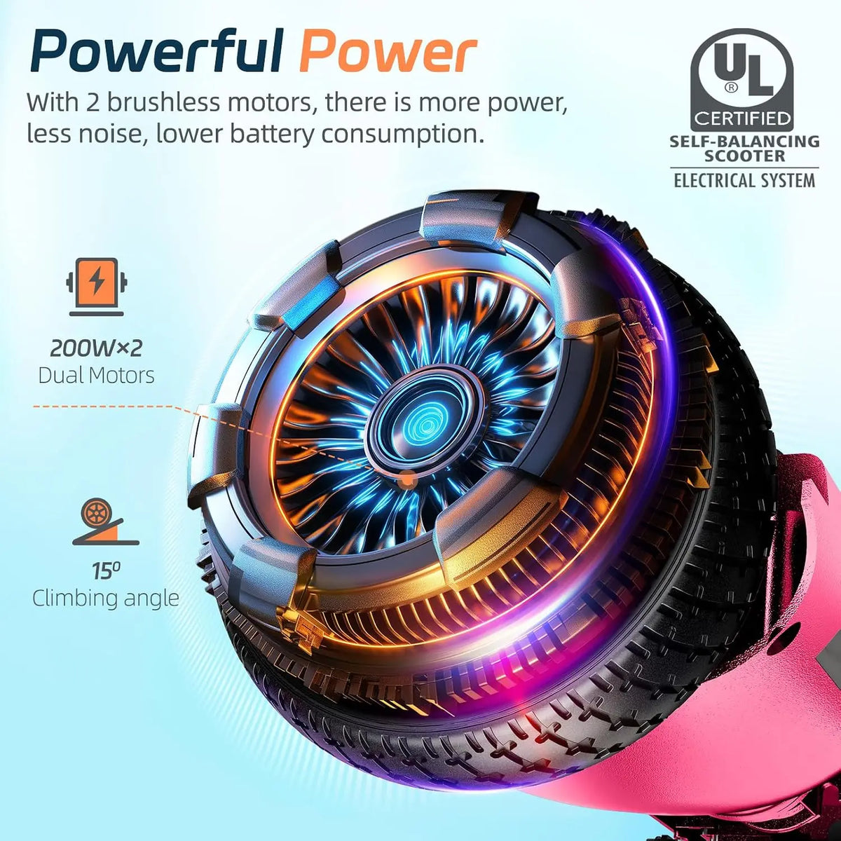 Dual Motor Electric Scooter With Bluetooth And Colorful LED Lights