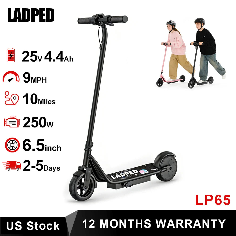Ladped Kids Electric Scooter With Three Speed Modes Extended Range