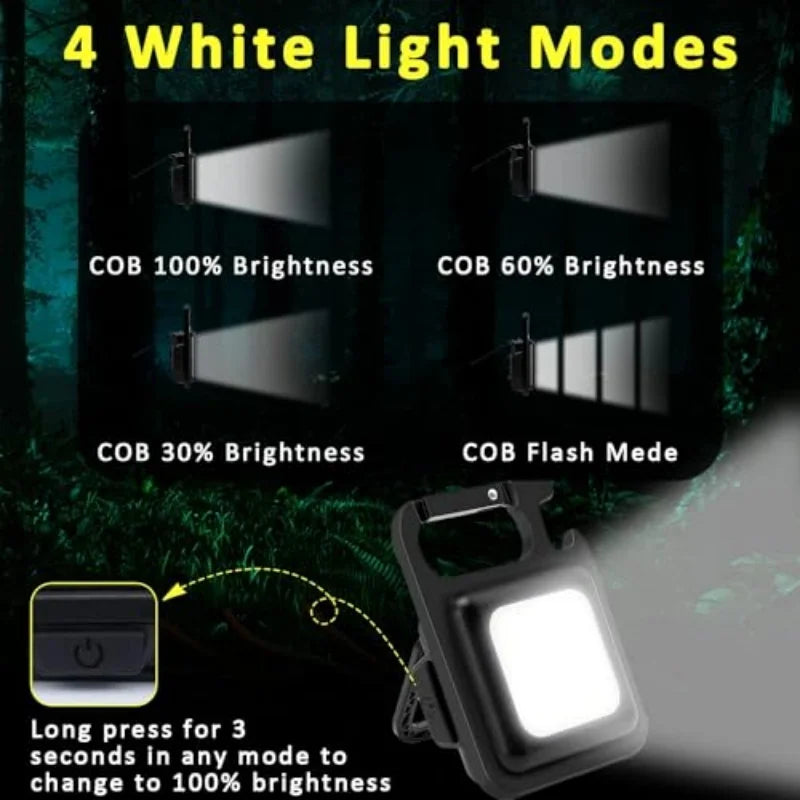 Rechargeable Mini Cob Keychain Flashlight With Magnet And Four Modes