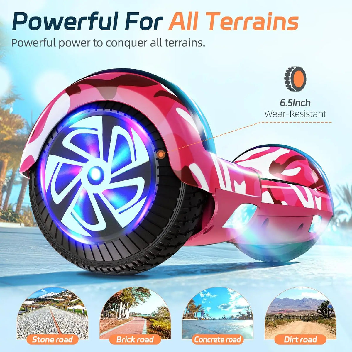 Dual Motor Electric Scooter With Bluetooth And Colorful LED Lights
