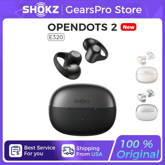Shokz OpenDots 2 Open-Ear Bluetooth Earbuds With Wireless Charging