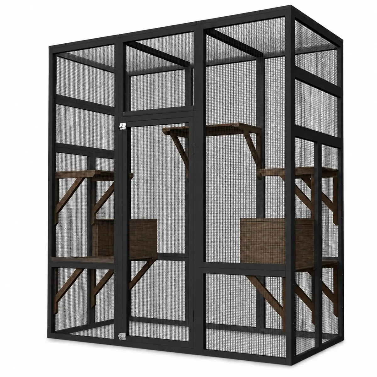 HiMISS Wooden Outdoor Catio Cat Enclosure With Weatherproof Roof