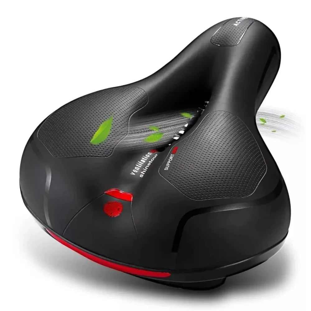 Hollow Breathable Bike Seat Cushion Widened Soft Bicycle Saddle With Taillight for Mountain & Road Cycling