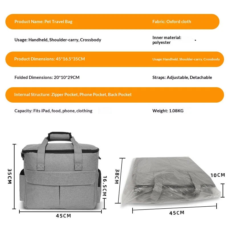 Pet Travel Backpack With Foldable Food And Snack Pouch