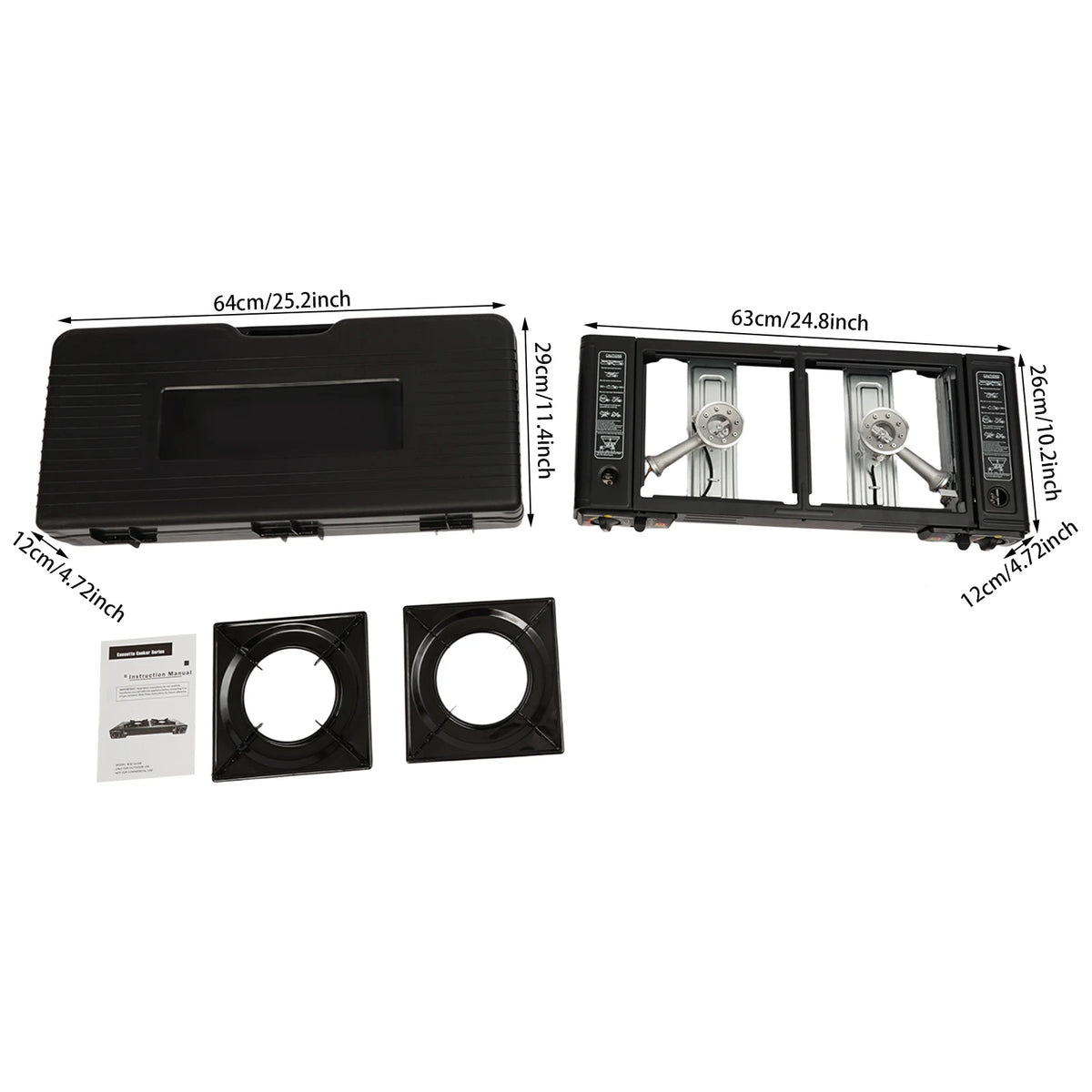 Portable Dual Burner Butane Stove With Auto Ignition Carry Case
